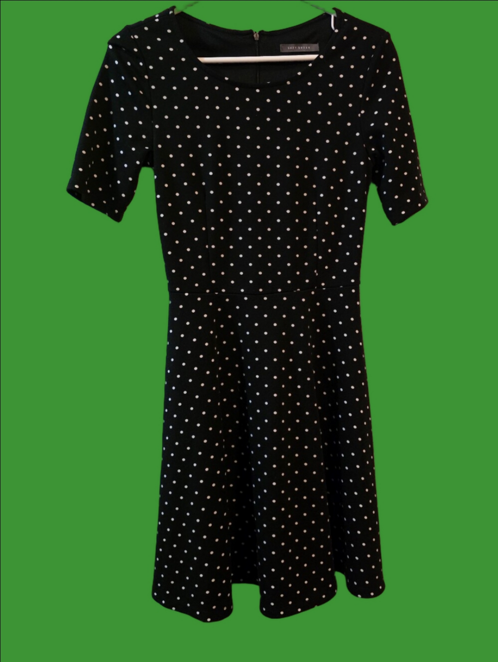 4/$67 Deal! Suzy Shier Black Polka Dot Midi Dress